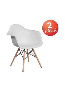 New 🎁 2 Pack Alonza Series White Plastic Chair with Wooden Legs by Belnick 🎉