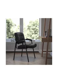 Cheap 😀 Black LeatherSoft Executive Side Reception Chair with Titanium Gray Powder 🧥 Coated Frame by Belnick ⌛