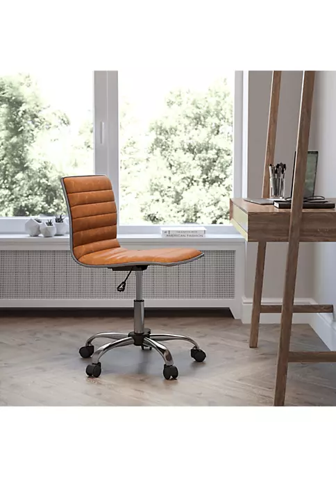 Outlet π Low Back Designer Armless Brown Ribbed Swivel Task Office Chair by Belnick π― 2 Outlet π Low Back Designer Armless Brown Ribbed Swivel Task Office Chair by Belnick π― - Image 2