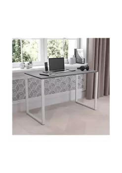 Best Sale 🎁 Tiverton Industrial Modern Desk - Commercial Grade Office Computer Desk and Home Office Desk - 47" Long (Rustic Gray/White) by Belnick 🎉