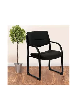 Best Sale 🧨 Black LeatherSoft Executive Side Reception Chair with Sled Base by Belnick 🔔