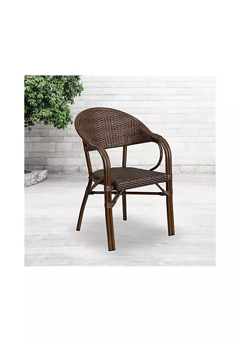 New π Milano Series Cocoa Rattan Restaurant Patio Chair with Bamboo Aluminum Frame by Belnick π 2 New π Milano Series Cocoa Rattan Restaurant Patio Chair with Bamboo Aluminum Frame by Belnick π - Image 2