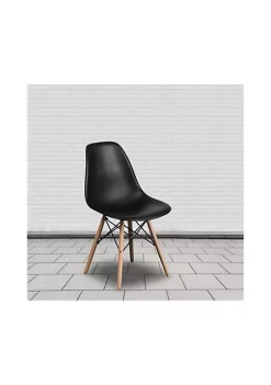 Deals 🧨 2 Pack Elon Series Black Plastic Chair with Wooden Legs by Belnick 💯