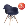 Best Pirce ✨ 2 Pack Alonza Series Navy Plastic Chair with Wooden Legs by Belnick 🥰