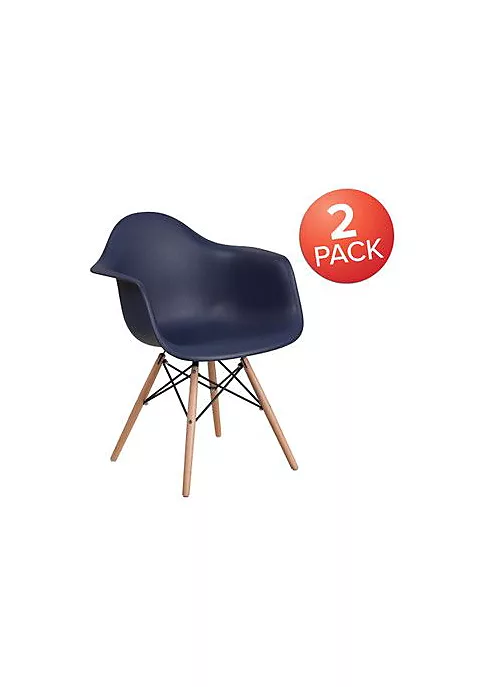 Best Pirce ✨ 2 Pack Alonza Series Navy Plastic Chair with Wooden Legs by Belnick 🥰 2 Best Pirce ✨ 2 Pack Alonza Series Navy Plastic Chair with Wooden Legs by Belnick 🥰 - Image 2