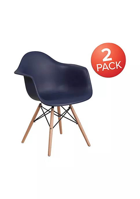 Best Pirce ✨ 2 Pack Alonza Series Navy Plastic Chair with Wooden Legs by Belnick 🥰 3 Best Pirce ✨ 2 Pack Alonza Series Navy Plastic Chair with Wooden Legs by Belnick 🥰 - Image 3
