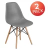Deals 🔥 2 Pack Elon Series Moss Gray Plastic Chair with Wooden Legs by Belnick 👏