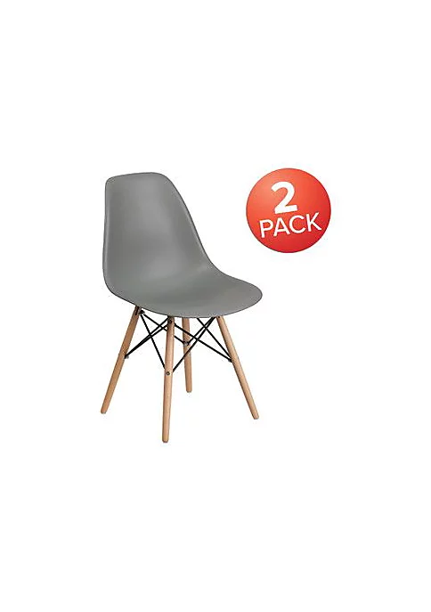 Deals π₯ 2 Pack Elon Series Moss Gray Plastic Chair with Wooden Legs by Belnick π 2 Deals π₯ 2 Pack Elon Series Moss Gray Plastic Chair with Wooden Legs by Belnick π - Image 2