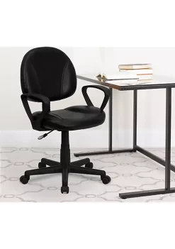 Budget π Mid-Back Black LeatherSoft Swivel Ergonomic Task Office Chair with Back Depth Adjustment and Arms by Belnick β