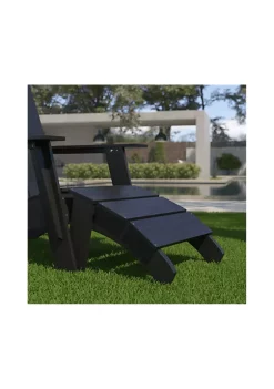 Cheap 🛒 Sawyer Modern All Weather Poly Resin Wood Adirondack Ottoman Foot Rest in Black by Belnick 🔔