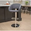 Best deal ❤️ Contemporary Gray Vinyl Adjustable Height Barstool with Rounded Mid-Back and Chrome Base by Belnick 🎉
