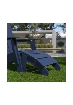 Cheapest π Sawyer Modern All Weather Poly Resin Wood Adirondack Ottoman Foot Rest in Navy by Belnick β€οΈ