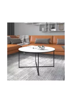 Flash Sale β Hampstead Collection Coffee Table - Modern White Finish Accent Table with Crisscross Matte Black Frame by Belnick π₯