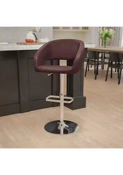 Cheap π Contemporary Brown Vinyl Adjustable Height Barstool with Rounded Mid-Back and Chrome Base by Belnick π€©
