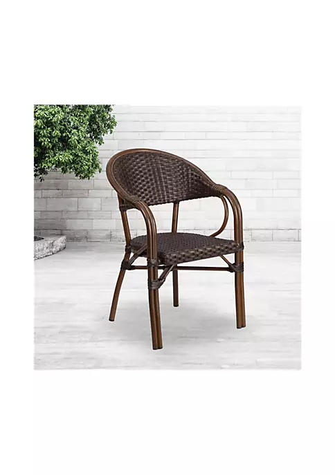 Cheap 👍 Milano Series Dark Brown Rattan Restaurant Patio Chair by Belnick ❤️ 2 Cheap 👍 Milano Series Dark Brown Rattan Restaurant Patio Chair by Belnick ❤️ - Image 2