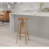 Flash Sale 🥰 Toledo Industrial Style Barstool with Swivel Lift Adjustable Height Seat in Gold Finish by Belnick 🔥
