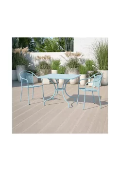 New ⌛ Commercial Grade 35.5" Square Indoor Outdoor Steel Patio Table with Umbrella Hole by Belnick ✨ -Belnick Sales Shop Belk 2472