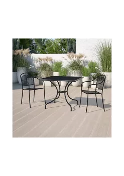 New ⌛ Commercial Grade 35.5" Square Indoor Outdoor Steel Patio Table with Umbrella Hole by Belnick ✨ -Belnick Sales Shop Belk 2476