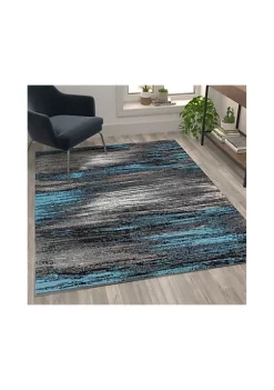 Budget ⭐ Rylan Collection Blue Scraped Design Area Rug - Olefin Rug with Jute Backing - Living Room, Bedroom, Entryway by Belnick 🎉 -Belnick Sales Shop Belk 2517