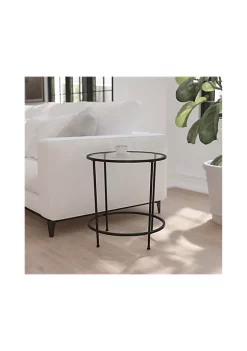 Cheap 😀 Astoria Collection Round End Table - Modern Clear Glass Accent Table with Matte Black Frame by Belnick ⭐ -Belnick Sales Shop Belk 252