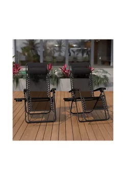 Coupon β€οΈ Adjustable Folding Mesh Zero Gravity Reclining Lounge Chair with Pillow and Cup Holder Tray in Black Set of 2 by Belnick π