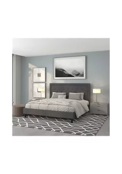 Promo ⭐ Roxbury King Size Tufted Upholstered Platform Bed in Dark Gray Fabric by Belnick 😀