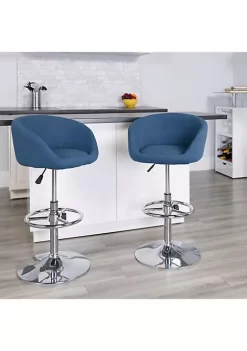 Discount β€οΈ Contemporary Fabric Adjustable Height Barstool with Barrel and Chrome Base by Belnick π
