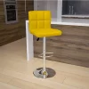 Top 10 👍 Contemporary Yellow Quilted Vinyl Adjustable Height Barstool with Chrome Base by Belnick 😀