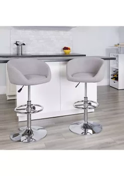 Promo π Contemporary Gray Fabric Adjustable Height Barstool with Barrel Back and Chrome Base by Belnick β
