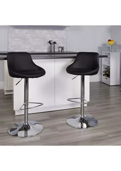Best deal ⭐ Contemporary Black Vinyl Bucket Seat Adjustable Height Barstool with Chrome Base by Belnick 🔥