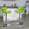 Budget ❤️ Contemporary Cozy Mid-Back Green Vinyl Adjustable Height Barstool with Chrome Base by Belnick ⌛