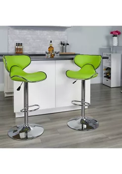Budget ❤️ Contemporary Cozy Mid-Back Green Vinyl Adjustable Height Barstool with Chrome Base by Belnick ⌛