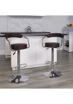 Wholesale π Contemporary Brown Vinyl Adjustable Height Barstool with Arms and Chrome Base by Belnick π₯°