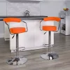 Best Sale 👍 Contemporary Orange Vinyl Adjustable Height Barstool with Arms and Chrome Base by Belnick ✨