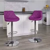 Flash Sale ✨ Contemporary Purple Vinyl Bucket Seat Adjustable Height Barstool with Diamond Pattern Back and Chrome Base by Belnick ✔️