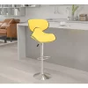 Cheapest ✨ Contemporary Cozy Mid-Back Yellow Vinyl Adjustable Height Barstool with Chrome Base by Belnick 🎁