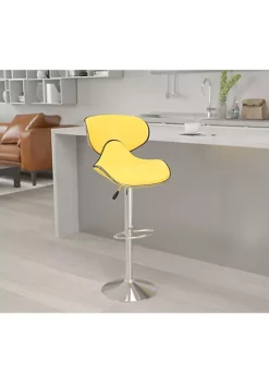 Cheapest ✨ Contemporary Cozy Mid-Back Yellow Vinyl Adjustable Height Barstool with Chrome Base by Belnick 🎁