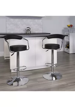 Budget 😉 Contemporary Black Vinyl Adjustable Height Barstool with Arms and Chrome Base by Belnick ❤️