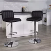 Budget 🌟 Contemporary Black Vinyl Adjustable Height Barstool with Vertical Stitch Back/Seat and Chrome Base by Belnick 🌟
