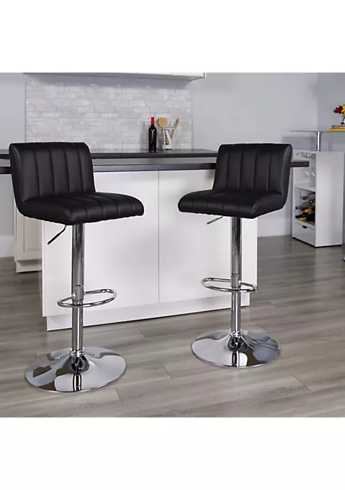 Budget π Contemporary Black Vinyl Adjustable Height Barstool with Vertical Stitch Back/Seat and Chrome Base by Belnick π 1 Budget π Contemporary Black Vinyl Adjustable Height Barstool with Vertical Stitch Back/Seat and Chrome Base by Belnick π