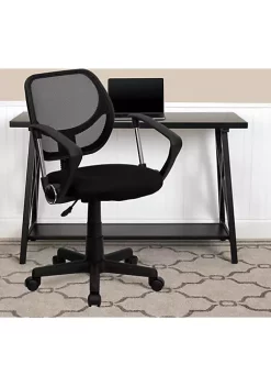 Cheap β Low Back Black Mesh Swivel Task Office Chair with Curved Square Back and Arms by Belnick π₯
