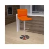 Deals 👏 Modern Orange Vinyl Adjustable Bar Stool with Back, Counter Height Swivel Stool with Chrome Pedestal Base by Belnick 🛒