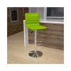 Best deal 😉 Modern Green Vinyl Adjustable Bar Stool with Back, Counter Height Swivel Stool with Chrome Pedestal Base by Belnick 🧨