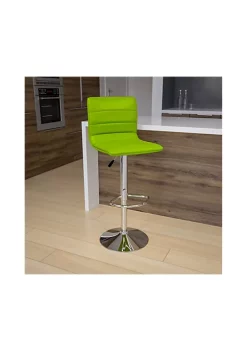 Best deal 😉 Modern Green Vinyl Adjustable Bar Stool with Back, Counter Height Swivel Stool with Chrome Pedestal Base by Belnick 🧨