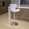 Promo 😀 Contemporary White Vinyl Adjustable Height Barstool with Curved Back and Chrome Base by Belnick 🥰