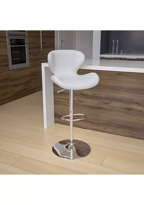 Promo ๐ Contemporary White Vinyl Adjustable Height Barstool with Curved Back and Chrome Base by Belnick ๐ฅฐ 2 Promo ๐ Contemporary White Vinyl Adjustable Height Barstool with Curved Back and Chrome Base by Belnick ๐ฅฐ - Image 2