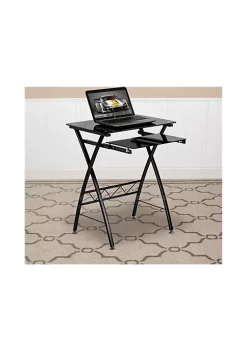 Budget ✔️ Black Tempered Glass Computer Desk with Pull-Out Keyboard Tray by Belnick ❤️