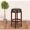 Buy 💯 29'' High Backless Light Cherry Wood Barstool with Black LeatherSoft Swivel Seat by Belnick 🔥
