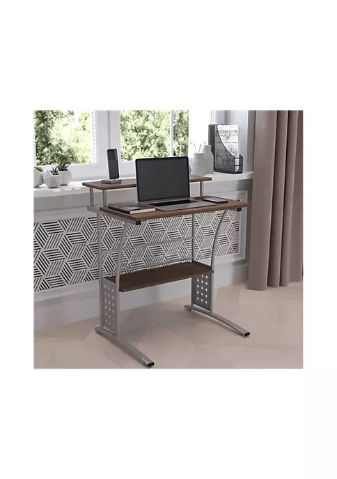 Promo 🧨 Clifton Rustic Walnut Computer Desk with Top and Lower Storage Shelves by Belnick 💯 2 Promo 🧨 Clifton Rustic Walnut Computer Desk with Top and Lower Storage Shelves by Belnick 💯 - Image 2