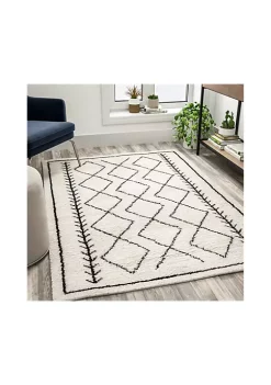 Best deal ✔️ Geometric Style Bohemian Shag Area Rug - 5' x 7' - Ivory by Belnick 😍